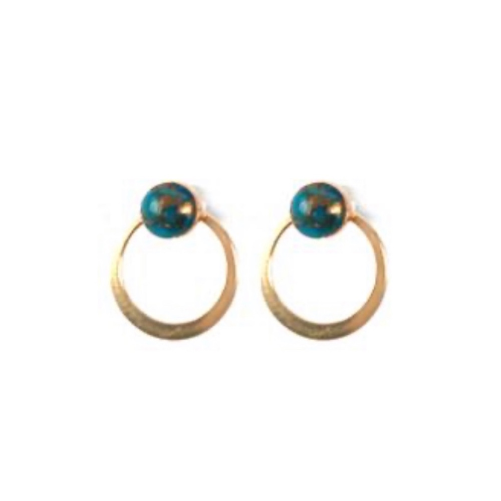 ✨NEVER WORN✨ circle jacket earrings w/turquoise studs